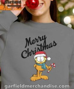 garfield merry christmas youth girl with brown sweatshirt