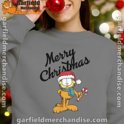 garfield merry christmas youth girl with brown sweatshirt