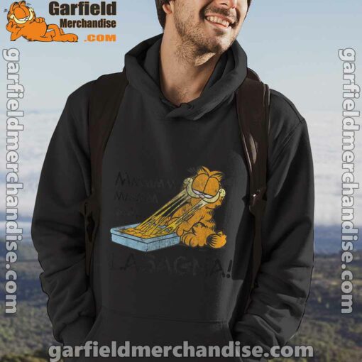 garfield mmm lasagna is life black men hoodie