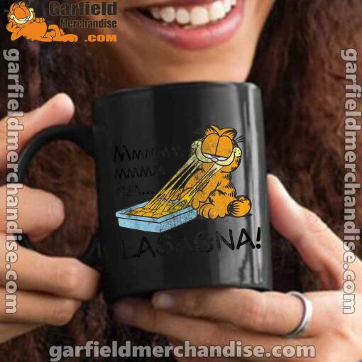 garfield mmm lasagna is life black mug