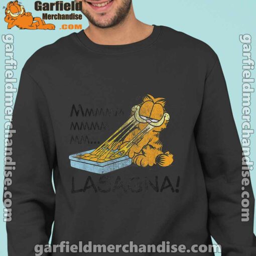 garfield mmm lasagna is life black sweatshirt for men