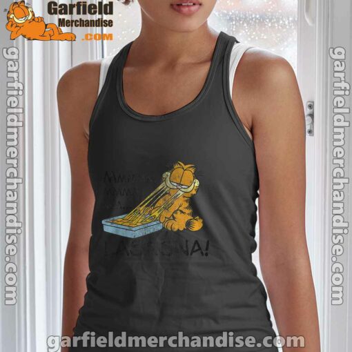 garfield mmm lasagna is life black women tank top