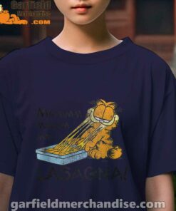 garfield mmm lasagna is life kids girl navy t shirt