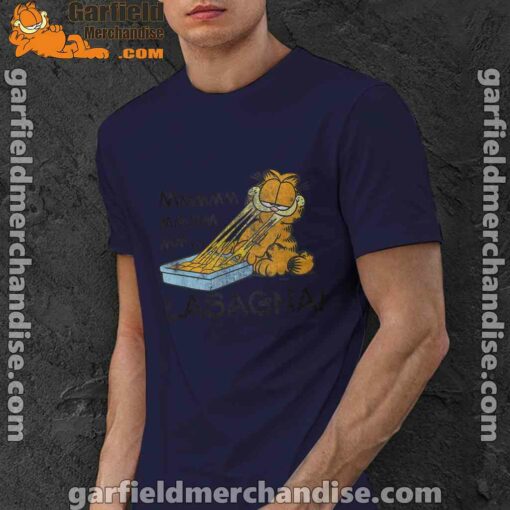 garfield mmm lasagna is life navy men shirt