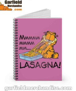 garfield mmm lasagna is life pink notebook