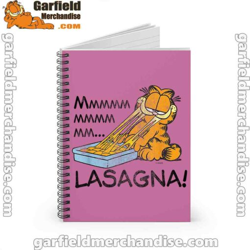 garfield mmm lasagna is life pink notebook