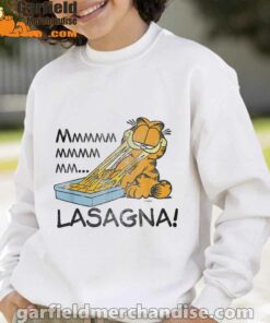 garfield mmm lasagna is life white sweatshirt for kid boy