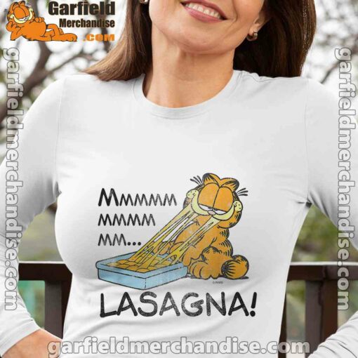 garfield mmm lasagna is life women white long sleeve