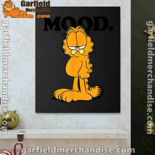 garfield mood too tired to care black canvas