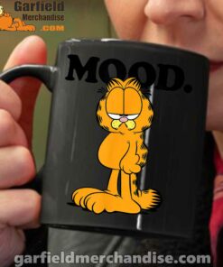 garfield mood too tired to care black coffee mug