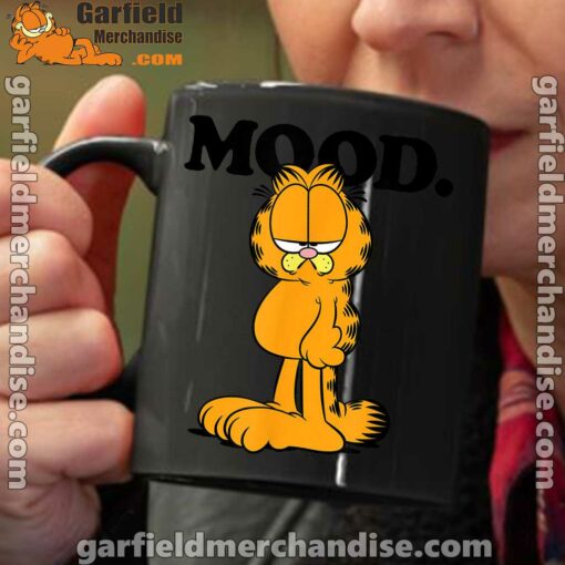 garfield mood too tired to care black coffee mug