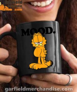 garfield mood too tired to care black mug