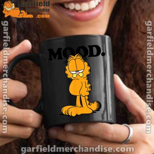 garfield mood too tired to care black mug