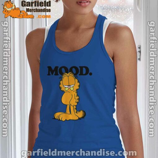 garfield mood too tired to care blue tank top with women