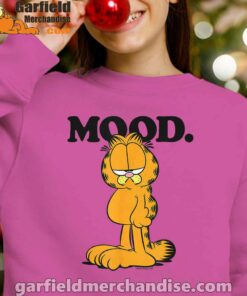 garfield mood too tired to care girl pink sweatshirt