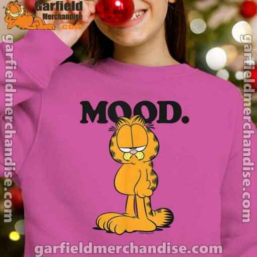 garfield mood too tired to care girl pink sweatshirt