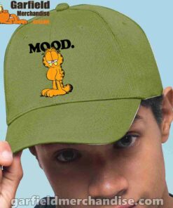 garfield mood too tired to care green hat