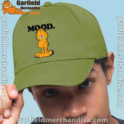 garfield mood too tired to care green hat