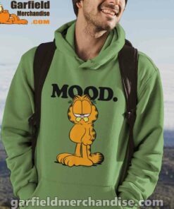 garfield mood too tired to care green men hoodie