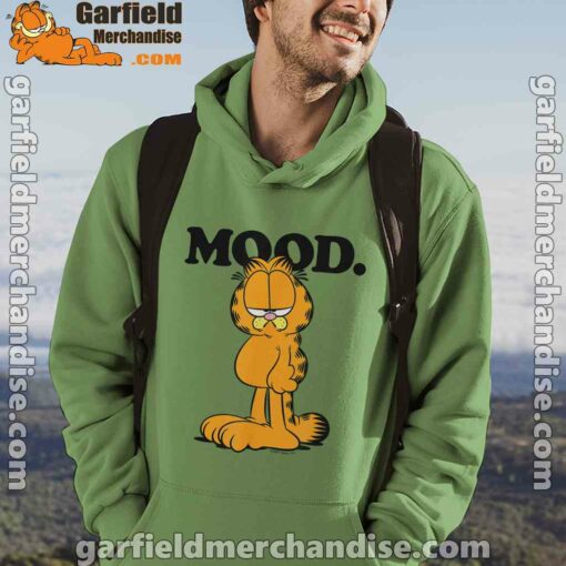 garfield mood too tired to care green men hoodie