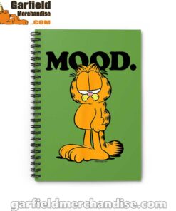 garfield mood too tired to care green notebook