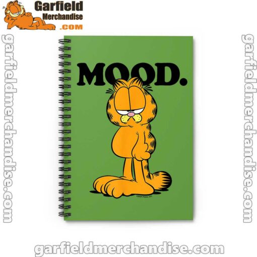 garfield mood too tired to care green notebook