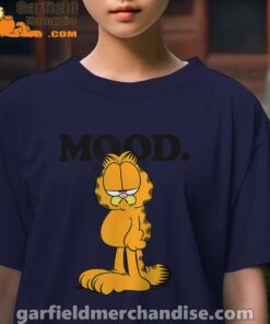 garfield mood too tired to care kids girl navy t shirt