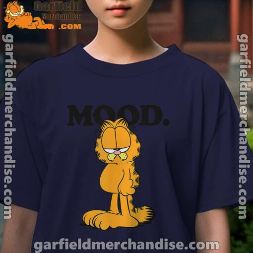 garfield mood too tired to care kids girl navy t shirt