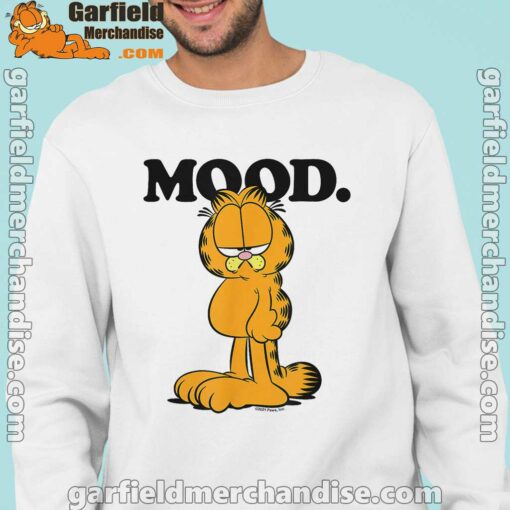 garfield mood too tired to care men with white sweatshirt