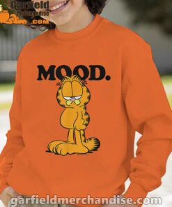 garfield mood too tired to care orange boy sweatshirts