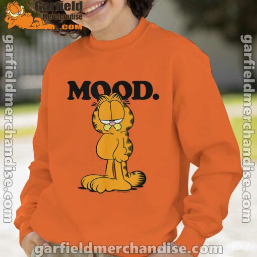 garfield mood too tired to care orange boy sweatshirts