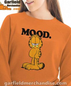 garfield mood too tired to care orange sweatshirts for women