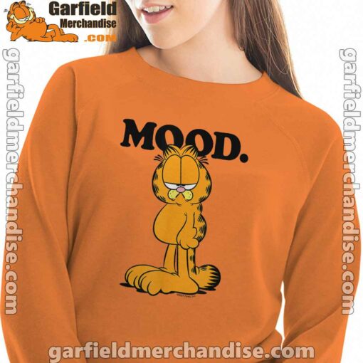 garfield mood too tired to care orange sweatshirts for women