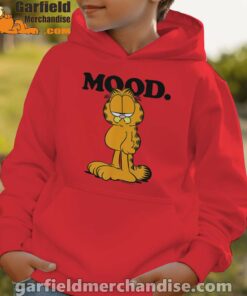 garfield mood too tired to care red hoodie kids