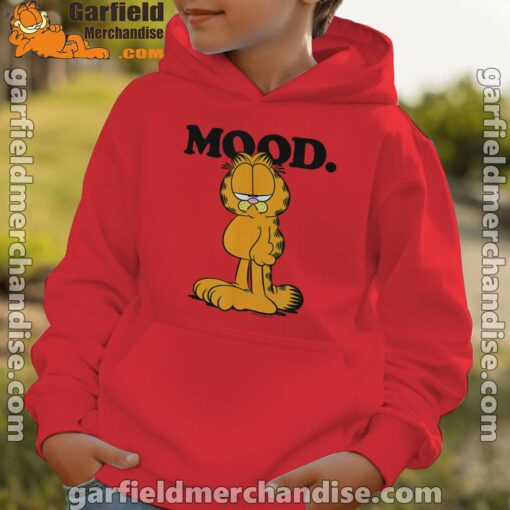 garfield mood too tired to care red hoodie kids