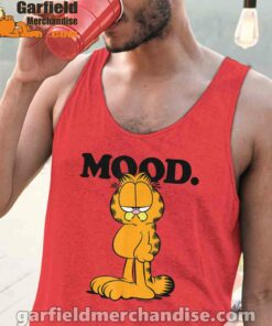 garfield mood too tired to care red tank tops for men