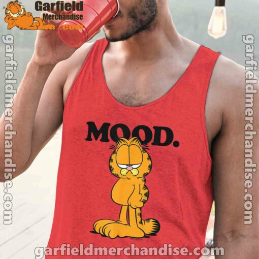 garfield mood too tired to care red tank tops for men