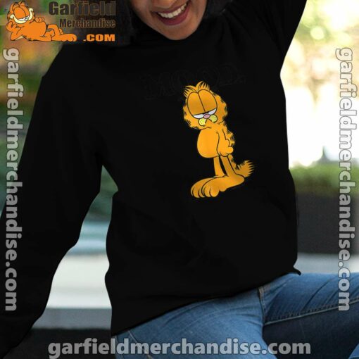 garfield mood too tired to care women black hoodie