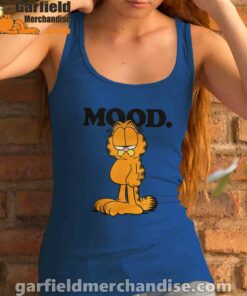 garfield mood too tired to care women's royal tank top