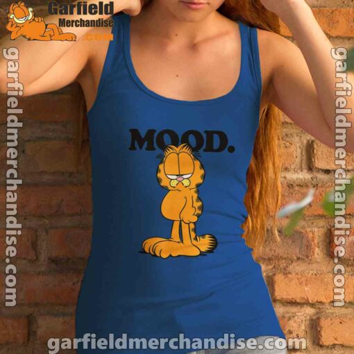 garfield mood too tired to care women's royal tank top