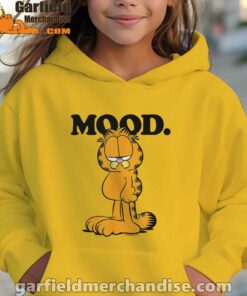 garfield mood too tired to care yellow hoodie for kid girl