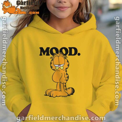 garfield mood too tired to care yellow hoodie for kid girl