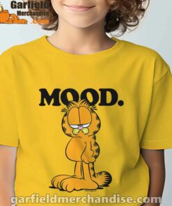 garfield mood too tired to care yellow t shirt for kid boy