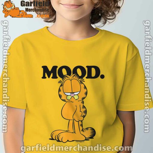 garfield mood too tired to care yellow t shirt for kid boy