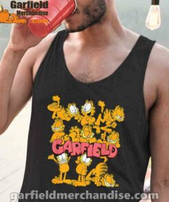 garfield multiple poses black men tank tops