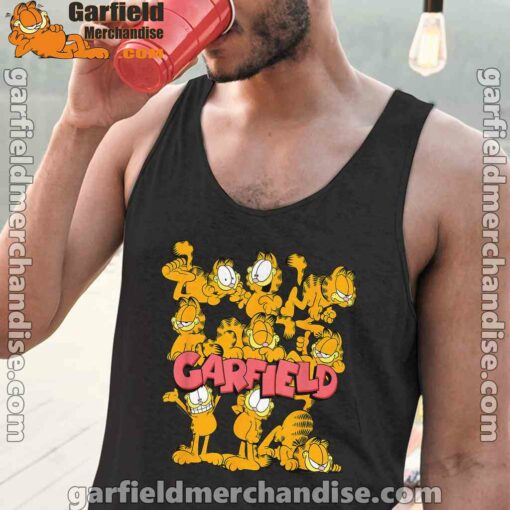 garfield multiple poses black men tank tops