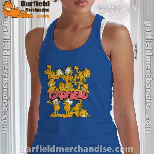 garfield multiple poses blue tank top with women