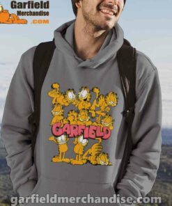 garfield multiple poses gray men hoodie for male