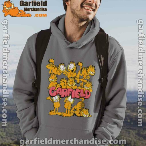 garfield multiple poses gray men hoodie for male