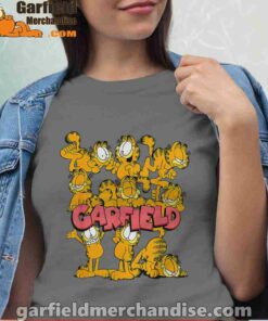 garfield multiple poses gray shirt for women